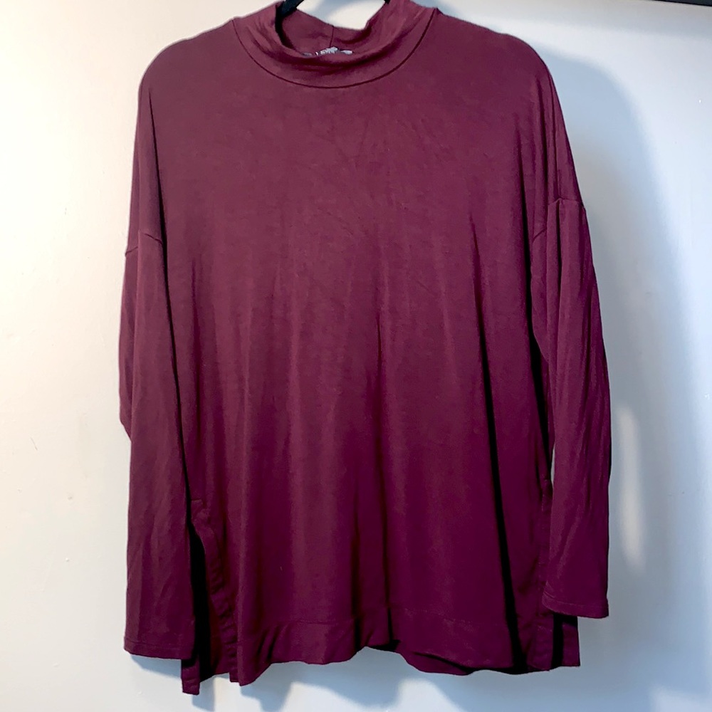 Joan Vass Long Faux Turtle Neck Blouse